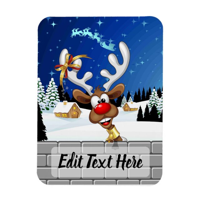 Funny Reindeer Peeking Christmas Meme  Magnet (Vertical)