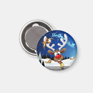 Funny Reindeer Peeking Christmas Meme Magnet