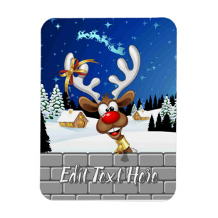 Funny Reindeer Peeking Christmas Meme Magnet