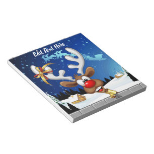Funny Reindeer Peeking Christmas Meme Notepad