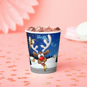 Funny Reindeer Peeking Christmas Meme Paper Cups