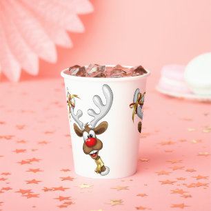Funny Reindeer Peeking Christmas Meme Paper Cups