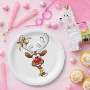 Funny Reindeer Peeking Christmas Meme  Paper Plate