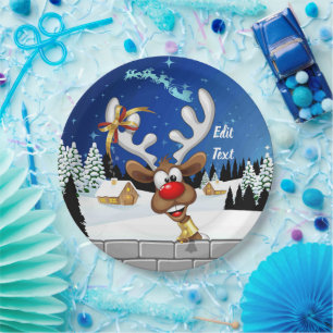 Funny Reindeer Peeking Christmas Meme  Paper Plate