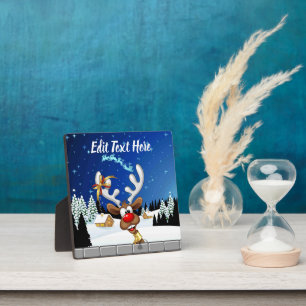 Funny Reindeer Peeking Christmas Meme Plaque