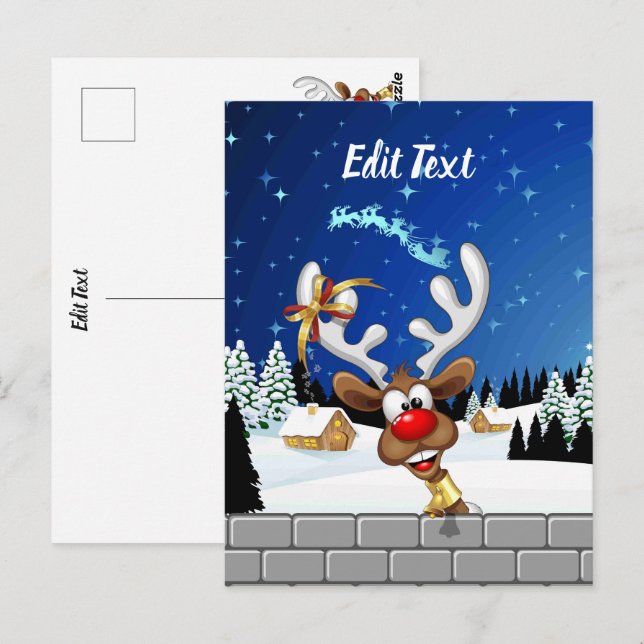Funny Reindeer Peeking Christmas Meme  Postcard (Front/Back)