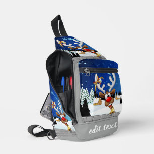 Funny Reindeer Peeking Christmas Meme Sling Bag