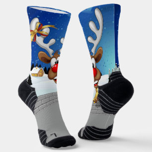 Funny Reindeer Peeking Christmas Meme  Socks