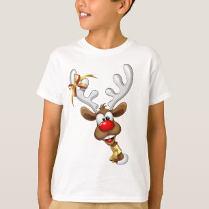 Funny Reindeer Peeking Christmas Meme T-Shirt