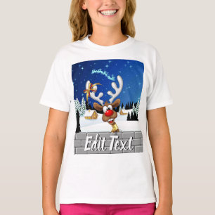 Funny Reindeer Peeking Christmas Meme  T-Shirt
