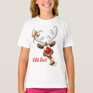 Funny Reindeer Peeking Christmas Meme  T-Shirt