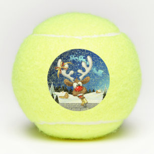 Funny Reindeer Peeking Christmas Meme Tennis Balls