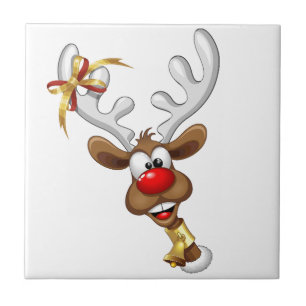 Funny Reindeer Peeking Christmas Meme Tile