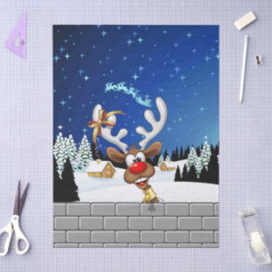 Funny Reindeer Peeking Christmas Meme Tissue Paper