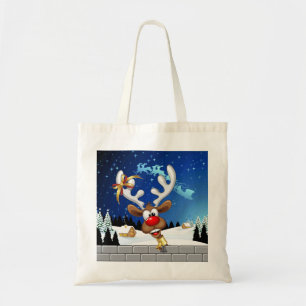 Funny Reindeer Peeking Christmas Meme Tote Bag