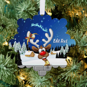 Funny Reindeer Peeking Christmas Meme  Tree Decoration Card