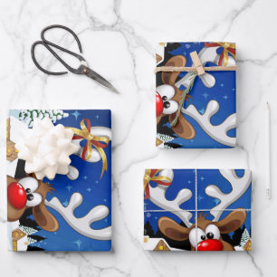 Funny Reindeer Peeking Christmas Meme Wrapping Paper Sheet