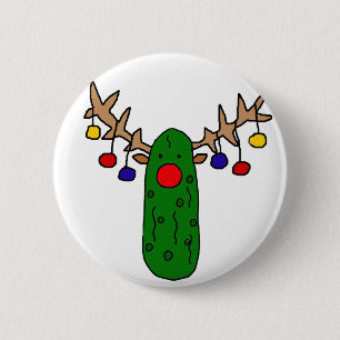 Funny Reindeer Pickle Christmas Cartoon 6 Cm Round Badge