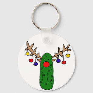 Funny Reindeer Pickle Christmas Cartoon Key Ring
