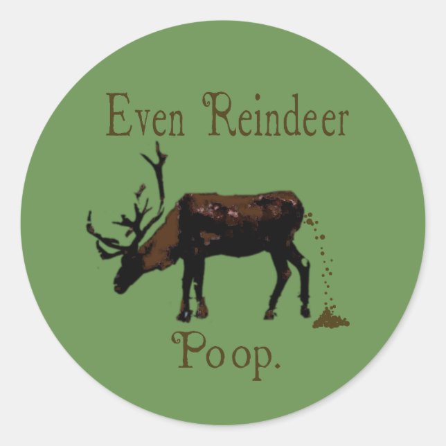 Funny Reindeer Poop Christmas Classic Round Sticker (Front)