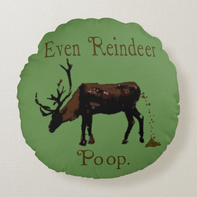 Funny Reindeer Poop Christmas Pillow (Front)
