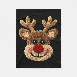 Funny Reindeer Rudolph Crochet Merry Christmas Xma Fleece Blanket