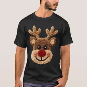 Funny Reindeer Rudolph Crochet Merry Christmas Xma T-Shirt
