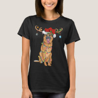 Funny Reindeer Santa Hat German Shepherd Christmas