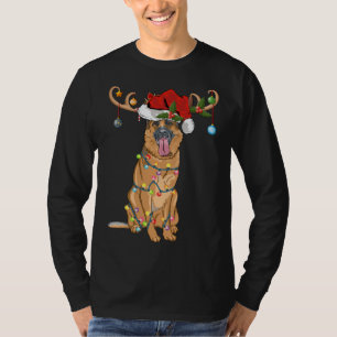 Funny Reindeer Santa Hat German Shepherd Christmas T-Shirt