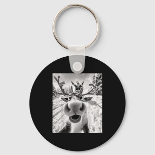 Funny Reindeer Selfie Christmas Key Ring