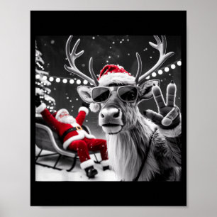 Funny Reindeer Selfie Christmas Poster
