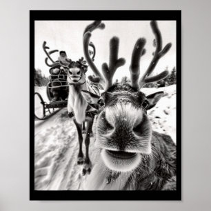 Funny Reindeer Selfie Christmas  Poster
