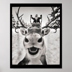 Funny Reindeer Selfie Christmas Santa Funny Kids  Poster