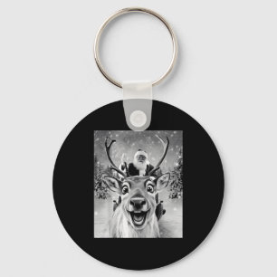 Funny Reindeer Selfie Santa Christmas Men Women Ki Key Ring