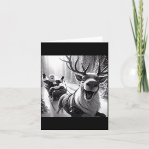 Funny Reindeer Selfie Santa Christmas Shirts Men W Card