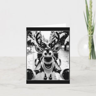 Funny Reindeer Selfie Santa Sleigh Christmas Holid Card