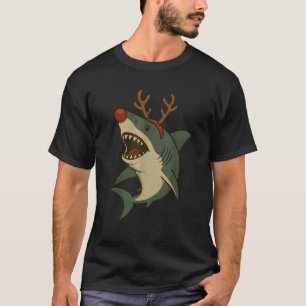 Funny Reindeer Shark Christmas Pun  T-Shirt