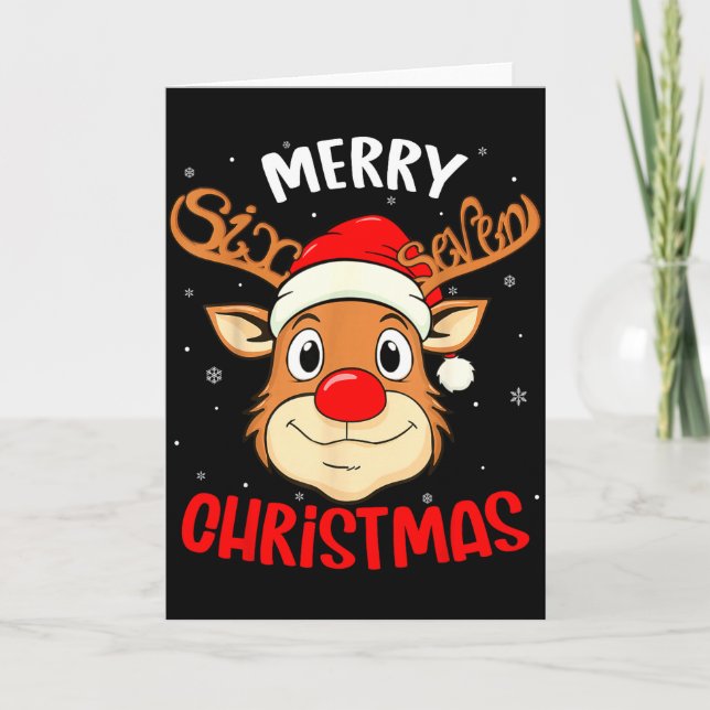 Funny Reindeer Six Seven 67 Meme Merry Christmas S Card (Front)