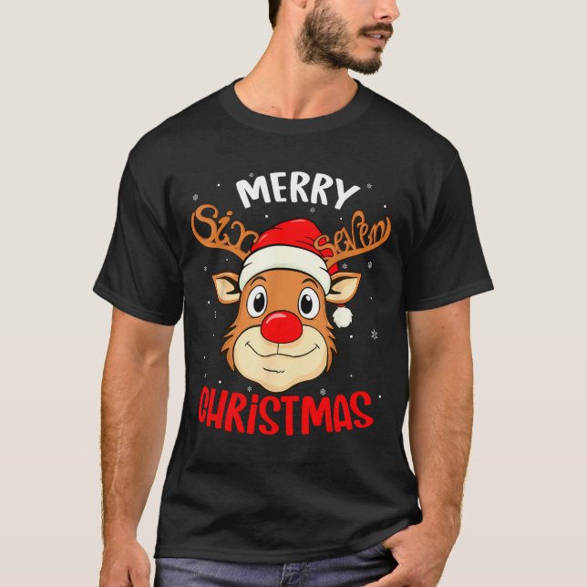 Funny Reindeer Six Seven 67 Meme Merry Christmas S T-Shirt (Front)