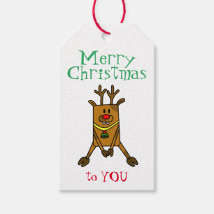 Funny Reindeer Snowflakes Kids Christmas Holiday Gift Tags