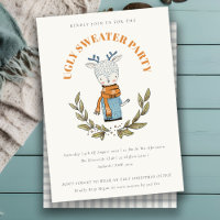 Funny Reindeer Ugly Sweater Christmas Party Invite