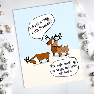 Funny Reindeer Vegas Christmas Holiday Postcard