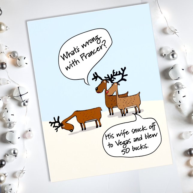 Funny Reindeer Vegas Christmas Holiday Postcard (Creator Uploaded)