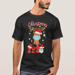 Funny Reindeer Wearing Facemask Tree Light Christm T-Shirt