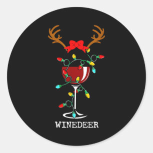 Funny Reindeer Winedeer Reinbeer Matching Couples  Classic Round Sticker
