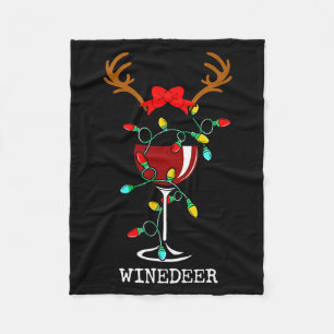 Funny Reindeer Winedeer Reinbeer Matching Couples  Fleece Blanket