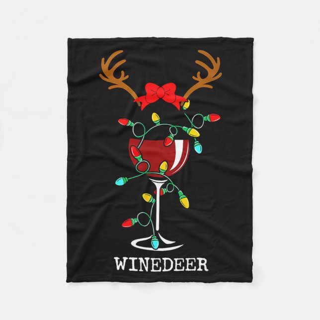 Funny Reindeer Winedeer Reinbeer Matching Couples  Fleece Blanket (Front)