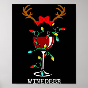 Funny Reindeer Winedeer Reinbeer Matching Couples Poster