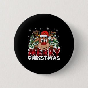 Funny Reindeer Xmas Men Women Family Merry Christm 6 Cm Round Badge