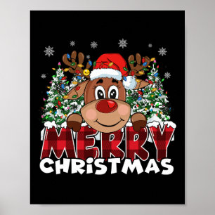 Funny Reindeer Xmas Men Women Family Merry Christm Poster